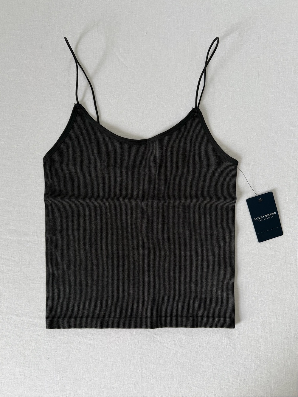 Lucky Brand Black Ribbed Spaghetti-Strap Tank